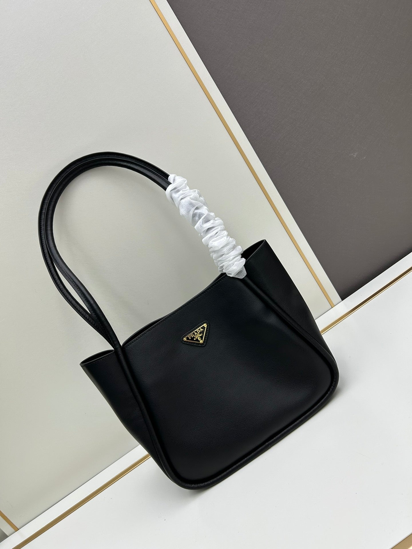 Genuine Calfskin Convertible Shoulder Bag - Top Hardware, Dual Compartments, Spacious Minimalist Tote (9.8''x7.3''x4.9'')