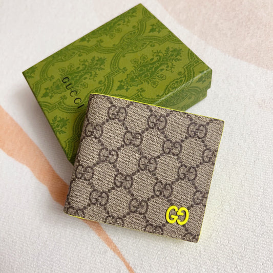 GUCCI Two-Tone GG Short Wallet | Black GG Canvas & Neon Green Leather | Built-in Coin Pocket