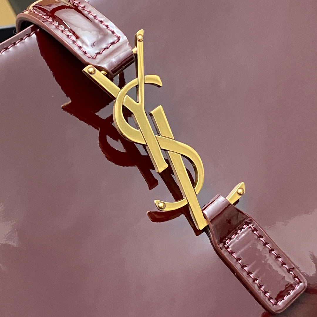 👜 2024 SS Patent Leather Wine Red Gold Underarm Bag Le5A7 Hobo | Adjustable Strap Luxury Shoulder Bag