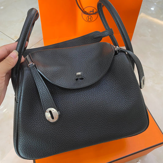 Hermès Lindy 26cm Black Silver Hardware | Handcrafted Calfskin Bag | Luxury Everyday & Evening Tote