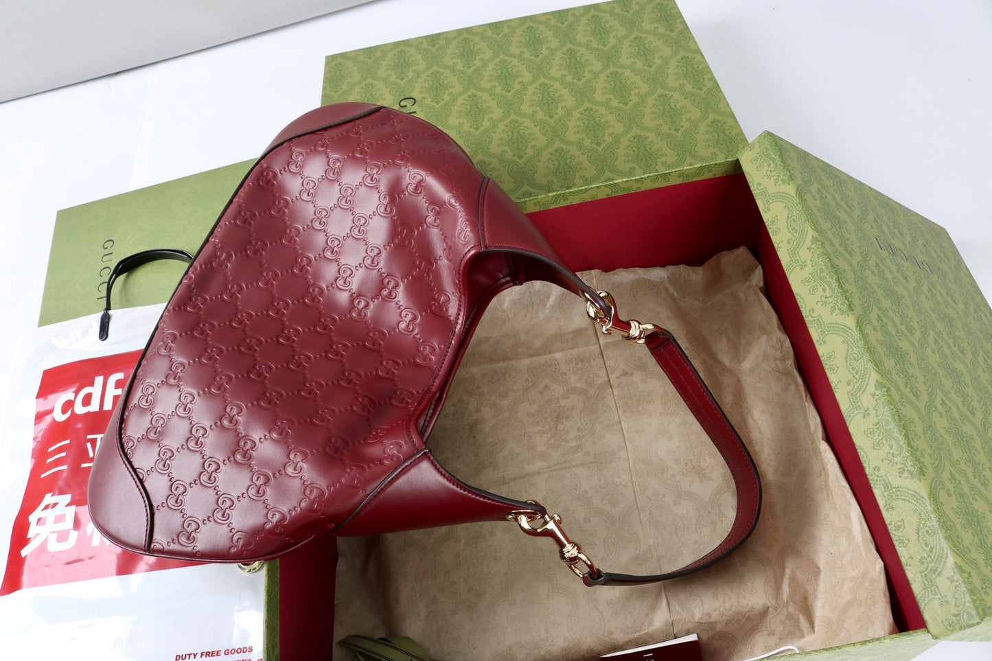 Gucci Body Double Lock Shoulder Bag | Ankara Red GG Embossed Leather, Vintage 1950s Inspired Design