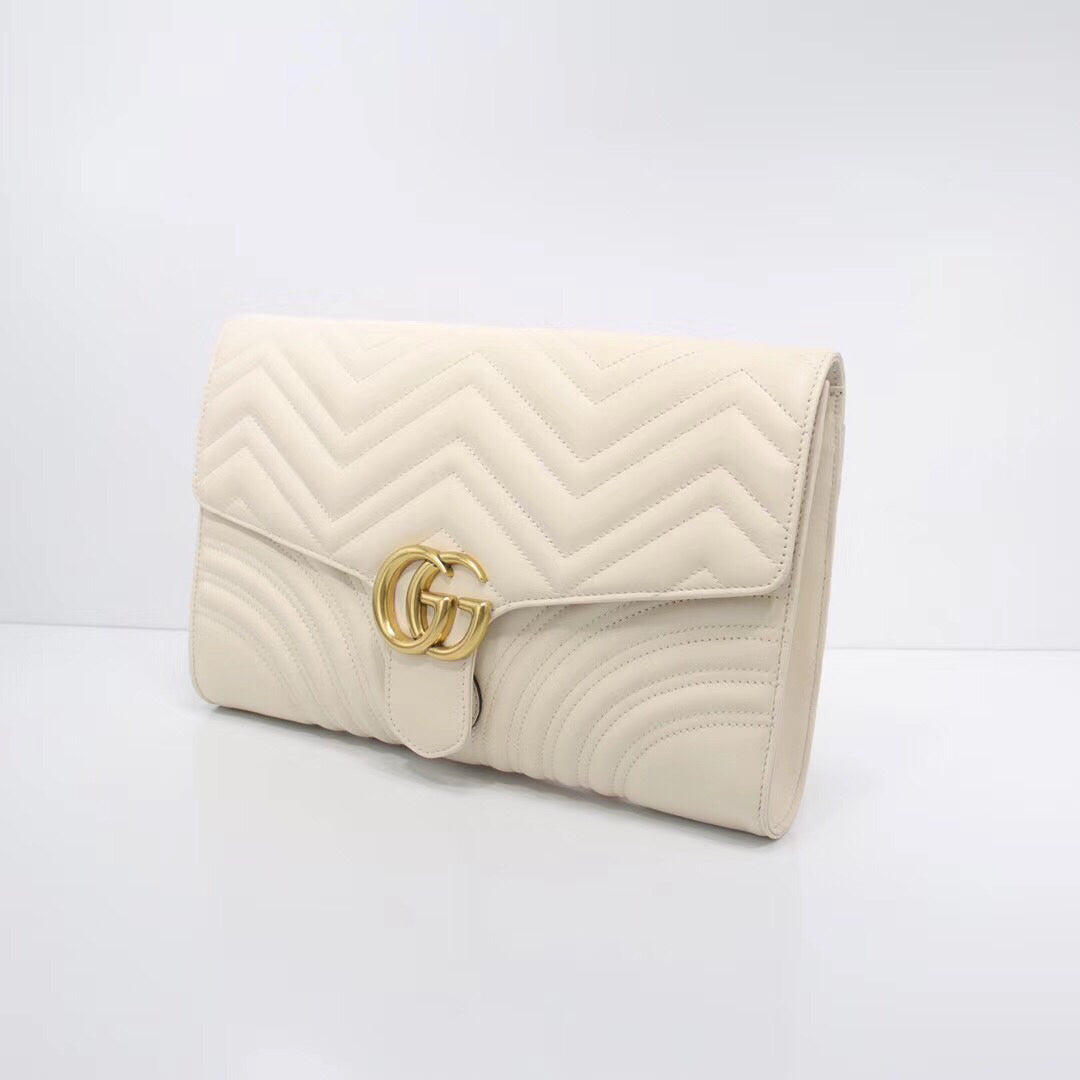 GUCCI White Large Capacity Clutch | Premium Quality Ready Stock | 30x20x4cm Business Essentials