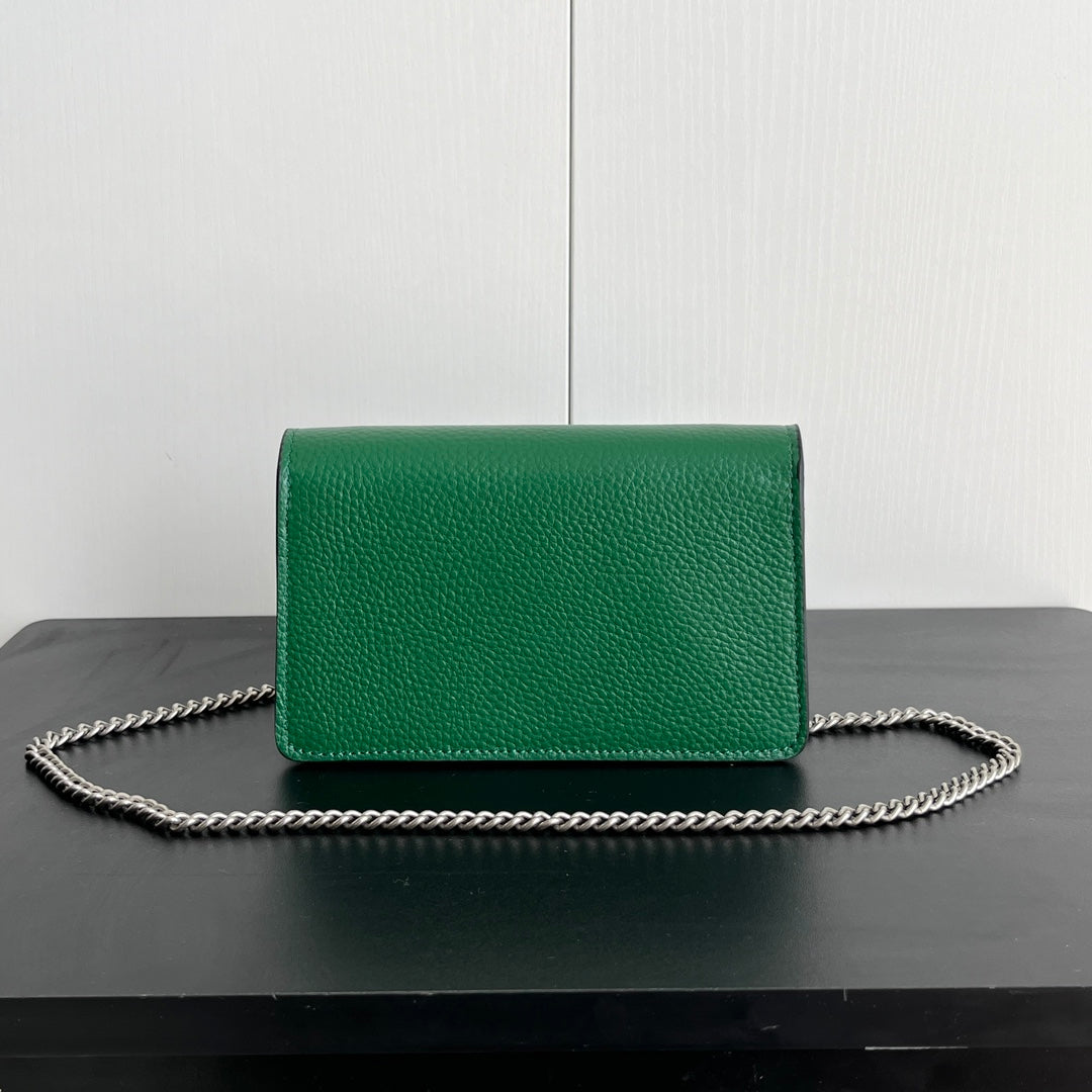 Gucci Dionysus Mini Bag – 16.5x10cm Khaki Green Calfskin, Tiger Head Buckle, Entry-Level Street Style Icon