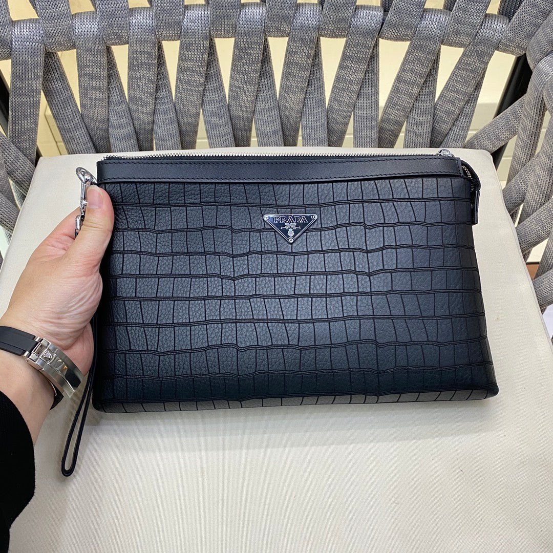 💰 Luxury Genuine Leather Clutch Bag - Premium Lining & Craftsmanship | 29cm Designer Envelope Bag | Black Gift Box