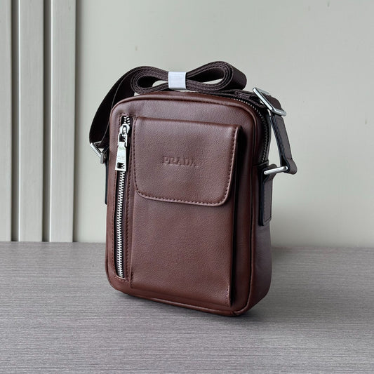 🔥 2025 Premium Phone Crossbody Bag - Italian Grain Leather + Triple-Zip Security | 19cm RFID Blocking | Black & Brown