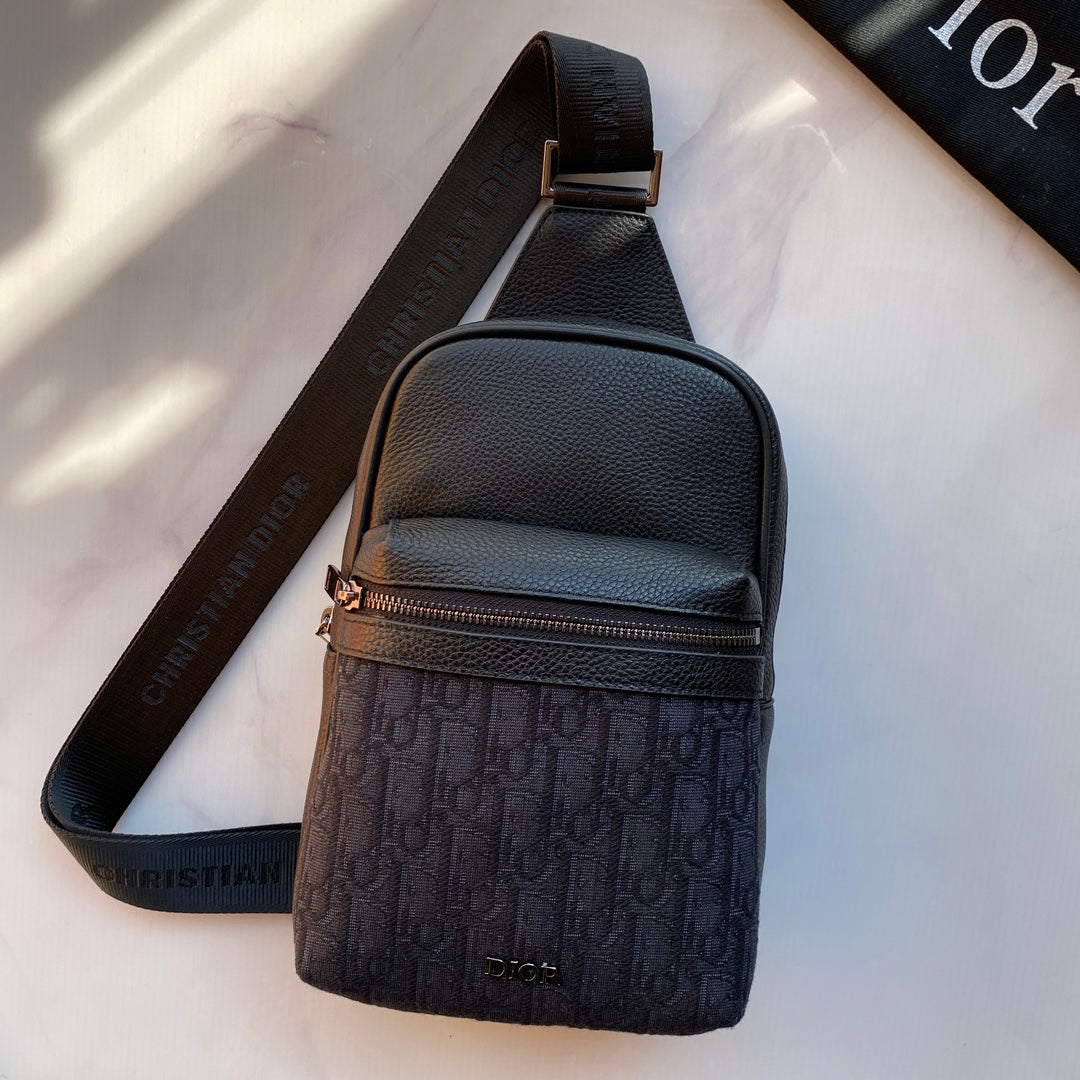 DIOR Rider 2.0 Waist Bag | Beige/Black Oblique Print, Grain Calf Leather & Tech Fabric, Adjustable Strap