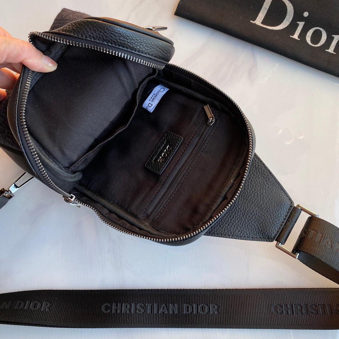 DIOR Rider 2.0 Waist Bag | Beige/Black Oblique Print, Grain Calf Leather & Tech Fabric, Adjustable Strap