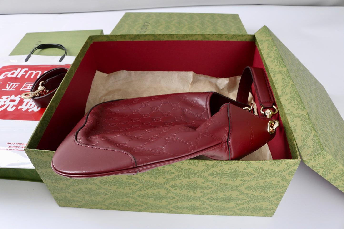 Gucci Body Double Lock Shoulder Bag | Ankara Red GG Embossed Leather, Vintage 1950s Inspired Design