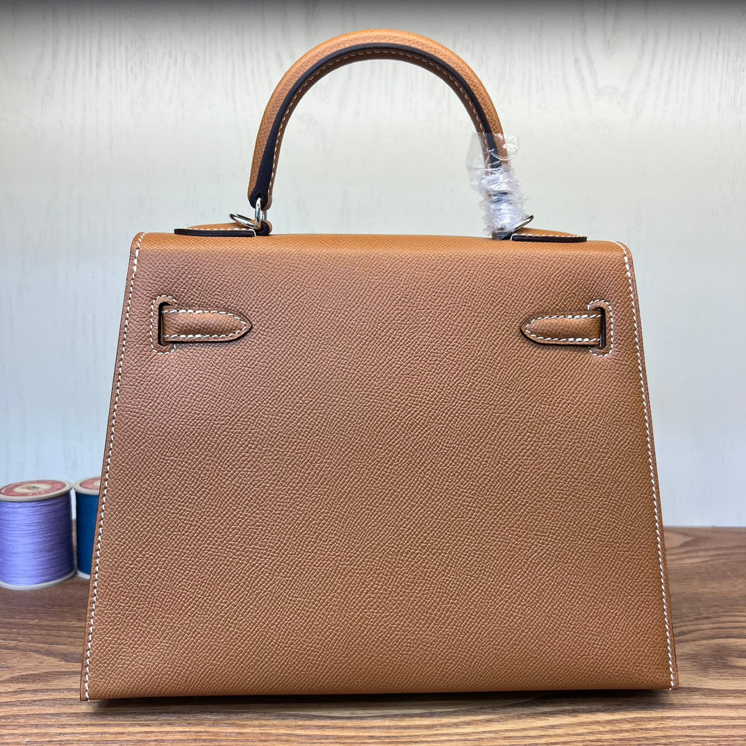 Hermès Kelly 28 Sellier Epsom Leather Bag - Beeswax Hand-Stitched with Palladium Hardware