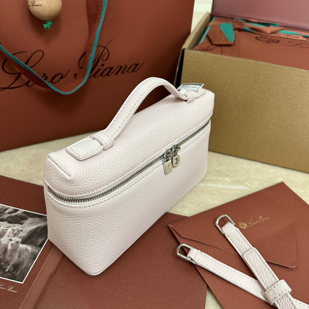 Extra cket L19 Light Peony Pink Calfskin Top Handle Bag - Detachable Strap, Dual Zipper, Lambskin Lining, Mini Crossbody