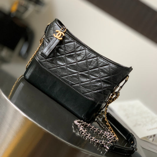 CHANEL GABRIELLE Medium Hobo Bag | Crumpled Calfskin Vintage Chain Bag | 26cm Adjustable Shoulder Crossbody