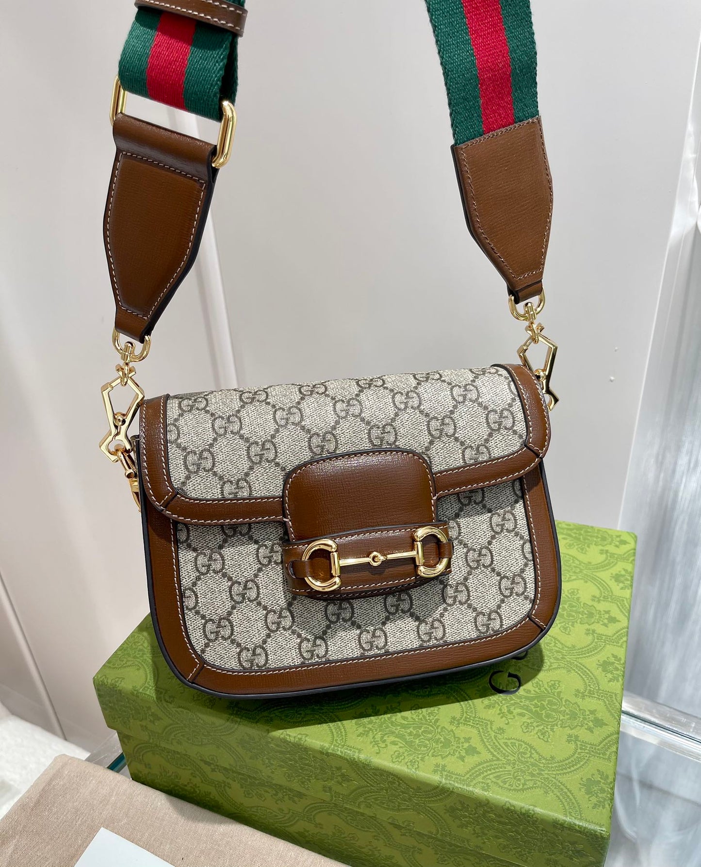 Gucci 1955 Mini Horsebit Bag – Vintage GG Canvas & Italian Leather 21x17cm Timeless Collector's Piece