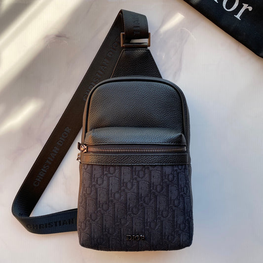 DIOR Rider 2.0 Waist Bag | Beige/Black Oblique Print, Grain Calf Leather & Tech Fabric, Adjustable Strap