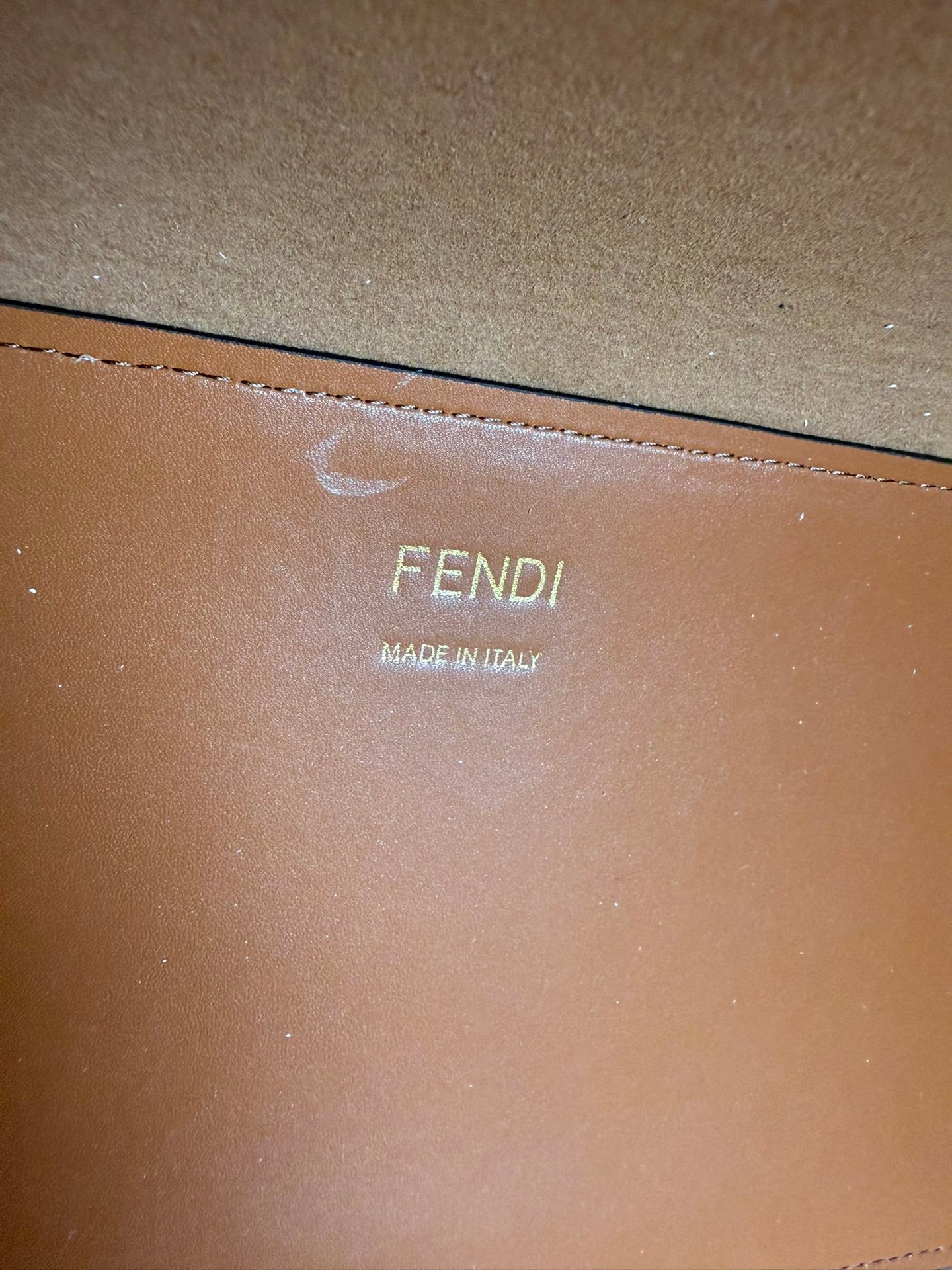 FENDI Sunshine Medium Brown Leather Tote Bag - Tortoiseshell Handles, Detachable Strap & Embossed Logo, Made in Italy