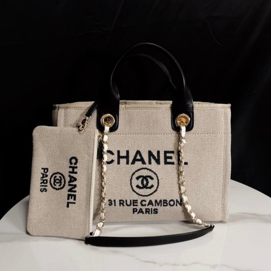 Water-Resistant Canvas Tote | CHANE2 Spring-Summer 33cm Beach Shopper Bag with Adjustable Strap