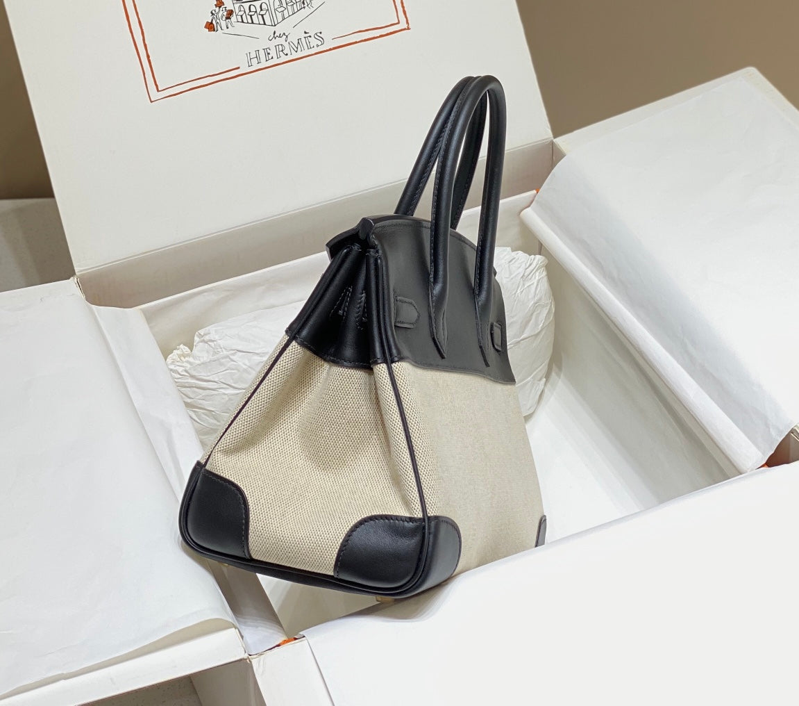 Hermès Birkin 30cm Vintage Revival Tote | Swift Leather & Canvas Hybrid with Steel Hardware & Beeswax Stitching