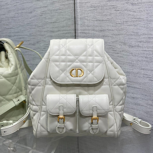 Caro Quilted Lambskin Backpack - Autumn Winter Collection with Antique Gold Handle & Drawstring Closure (23cm Dual-Pocket Knapsack)