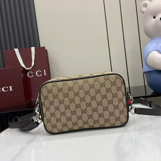 GUCCI GG Canvas Tote Bag with Original Packaging 23.5x15x5cm New 2023 Apricot Brown (Web Stripe & Detachable Strap)