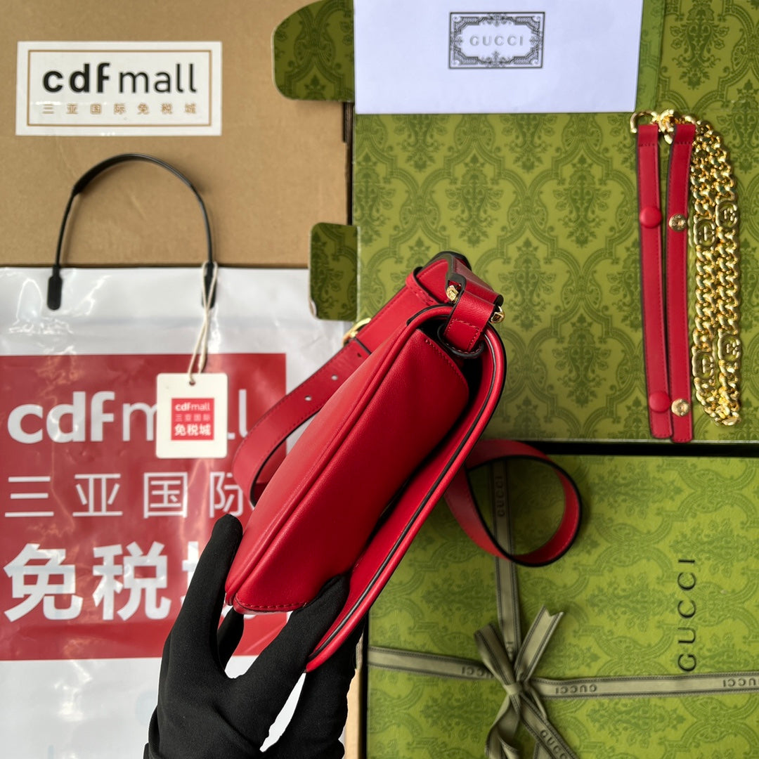 GUCCI Blondie White Interlocking GG Chain Shoulder Bag | Genuine Leather w/ Dual Adjustable Straps | 2023 New Vintage Style