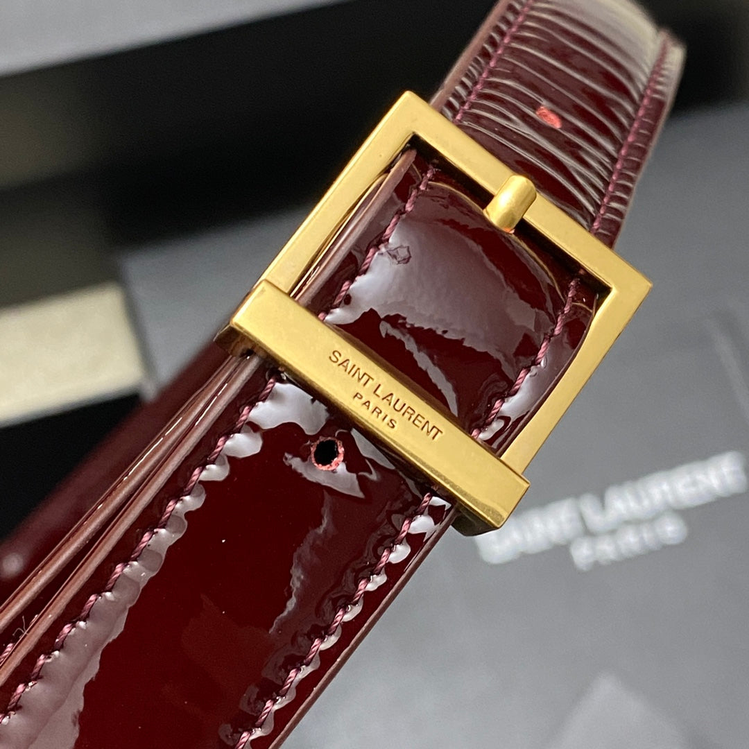 👜 2024 SS Patent Leather Wine Red Gold Underarm Bag Le5A7 Hobo | Adjustable Strap Luxury Shoulder Bag