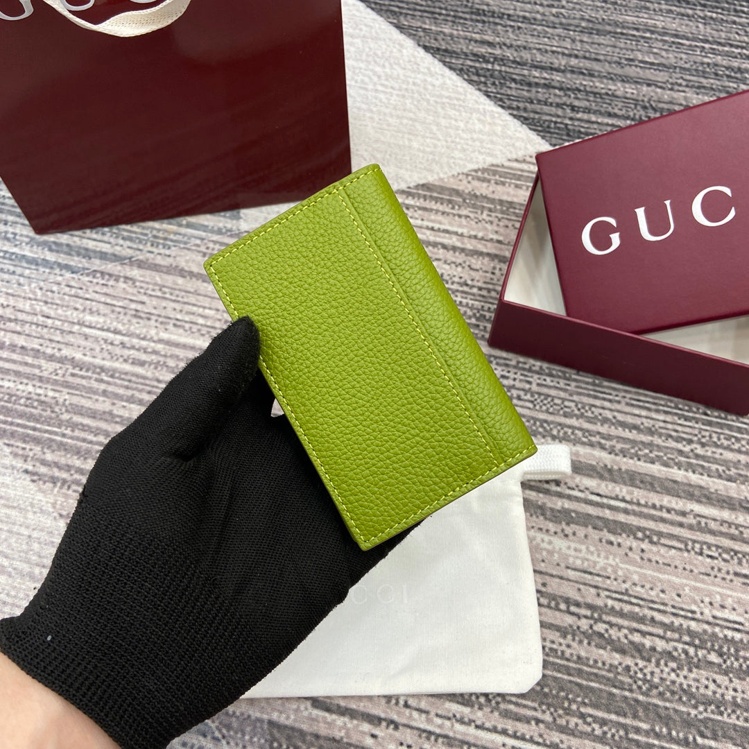 Gucci 2025 Early Spring Collection Green Calfskin Leather Bifold Wallet - Iconic Motif, Compact Elegance