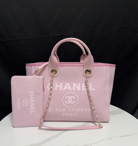 Chanel Seasonal Canvas Shopper Tote | Lightweight Large Beach Bag for Travel & Daily Use