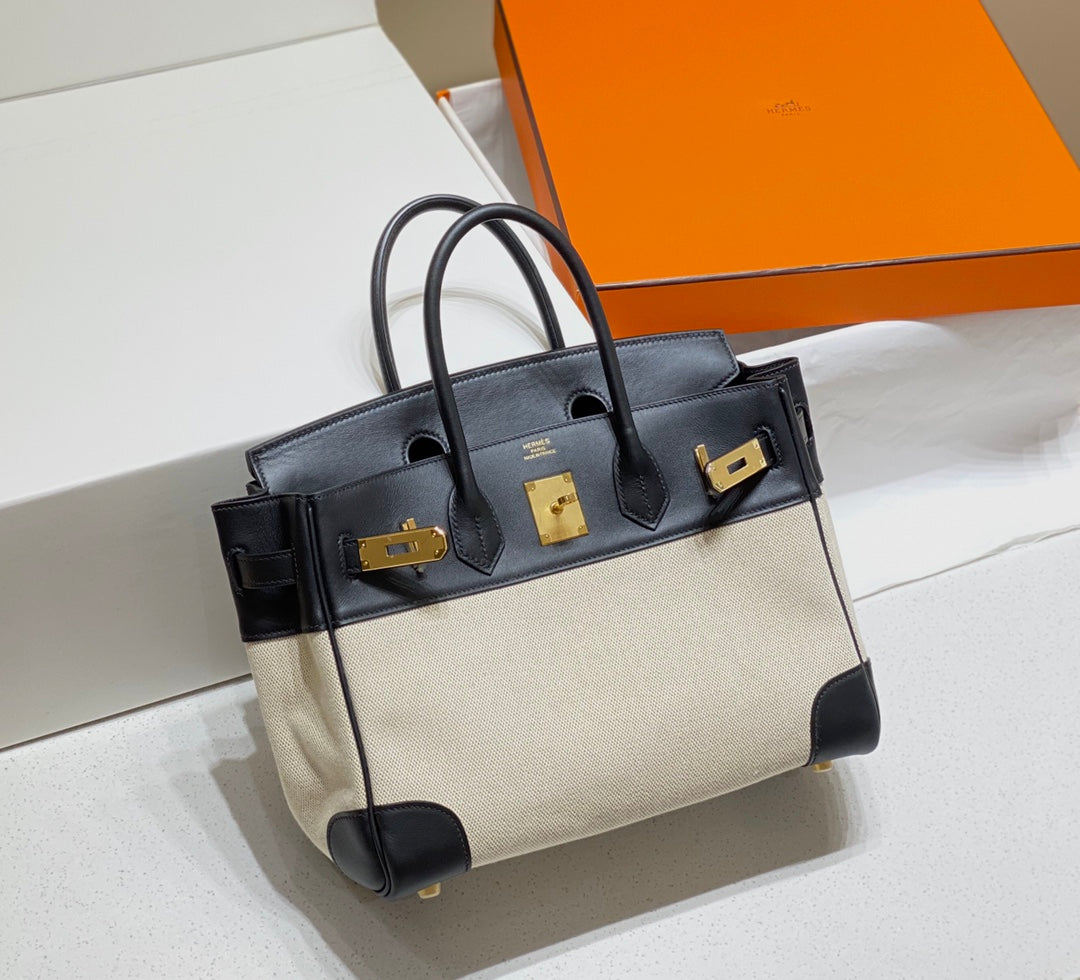 Hermès Birkin 30cm Vintage Revival Tote | Swift Leather & Canvas Hybrid with Steel Hardware & Beeswax Stitching
