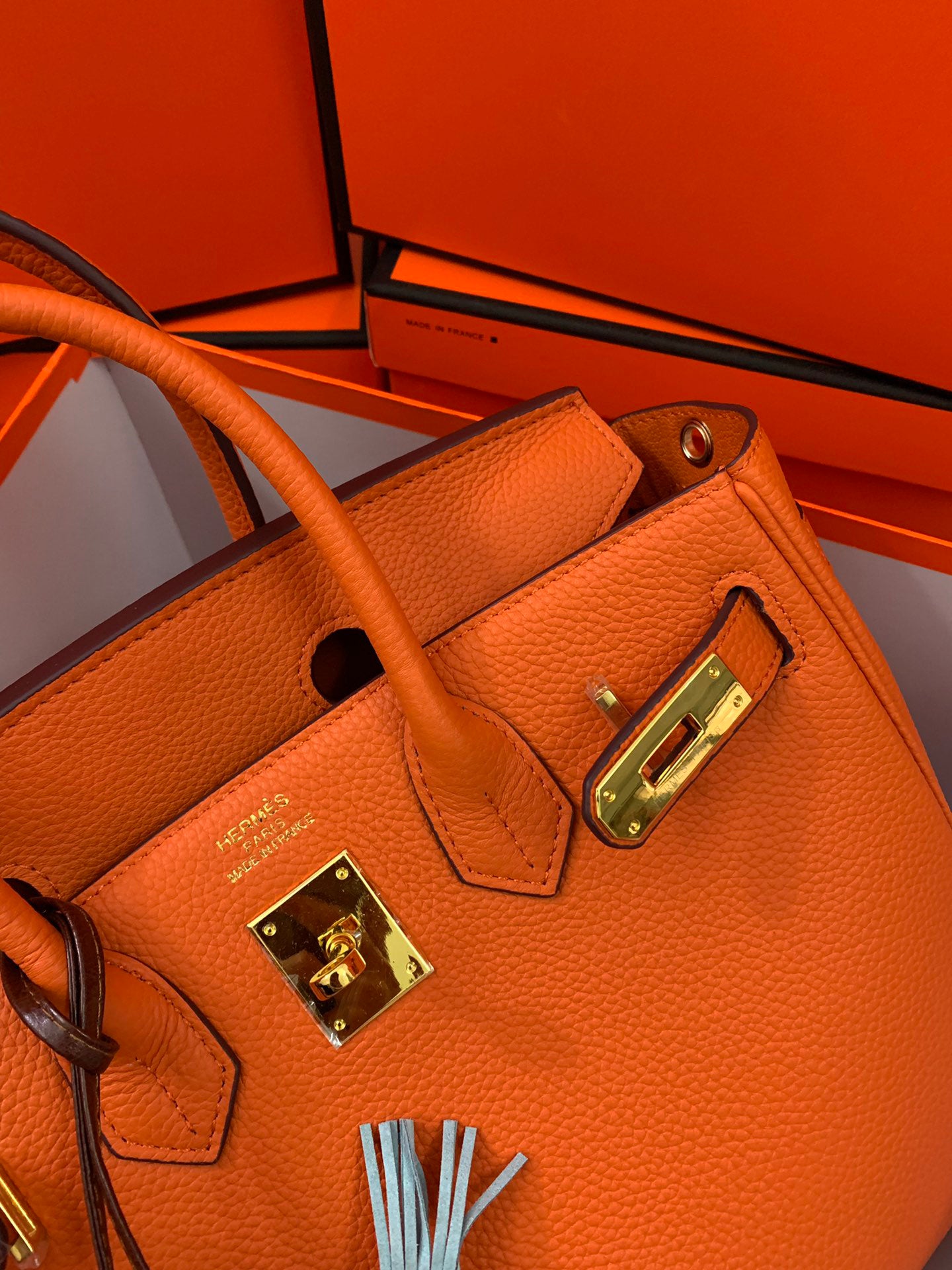 ✨Grained Texture Hermès Birkin Two-Tone Handbag | Imported TOGO Calfskin | Premium Hardware | 25/30/35cm Sizes💼
