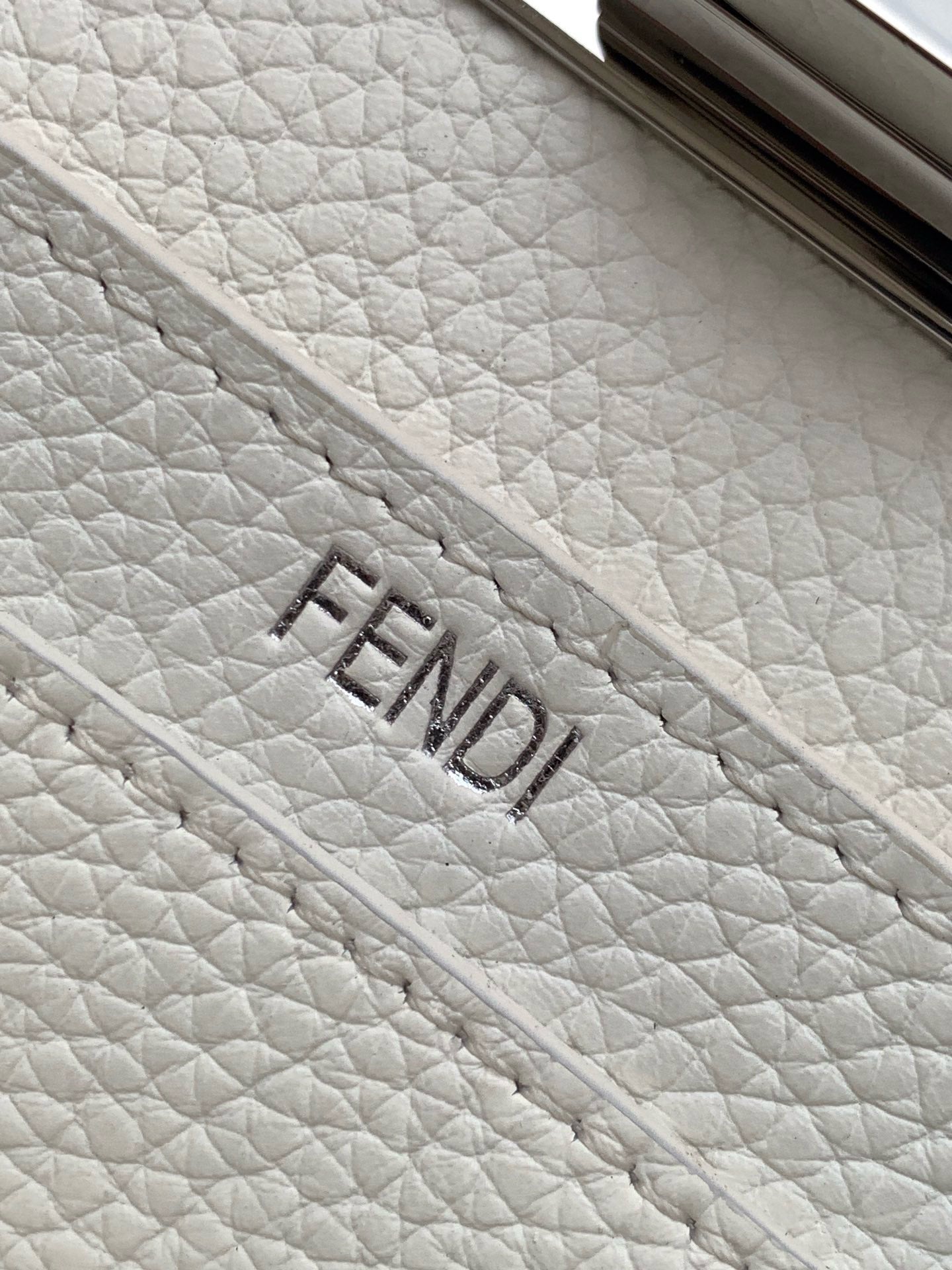 Fendi Peekaboo ISeeU Small Bag - White Cuoio Romano Calfskin | Handwoven FF Motif | Adjustable Strap