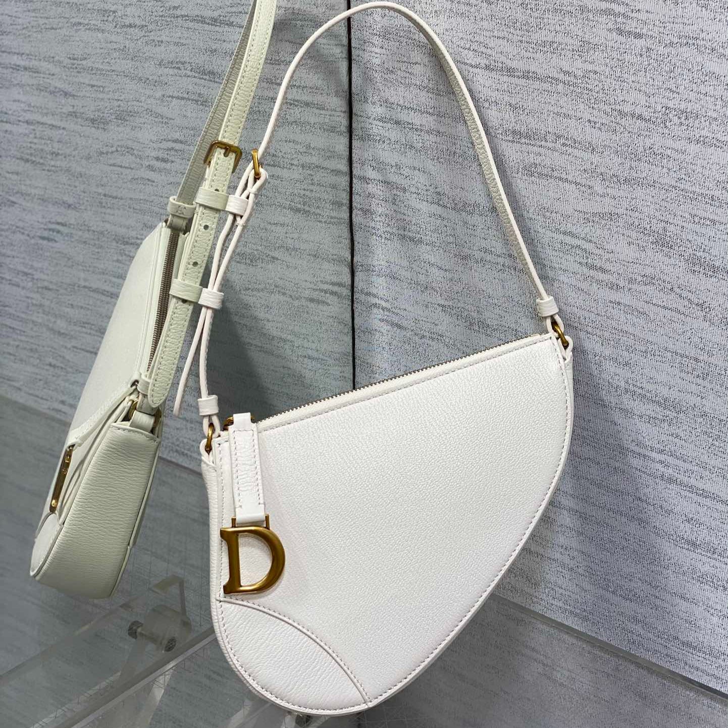 Dior 2024 SS Saddle Bag Underarm | Goatskin Mini Shoulder Bag | Signature Letter Hardware