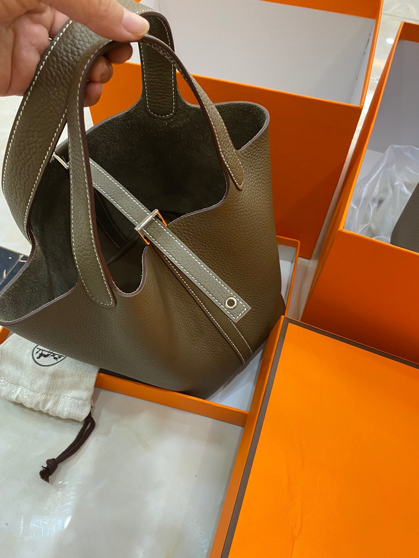 Hermès Picotin 18cm Etoupe Silver Hardware | Top-Grade Handcrafted Calfskin | Luxury Everyday Tote Bag