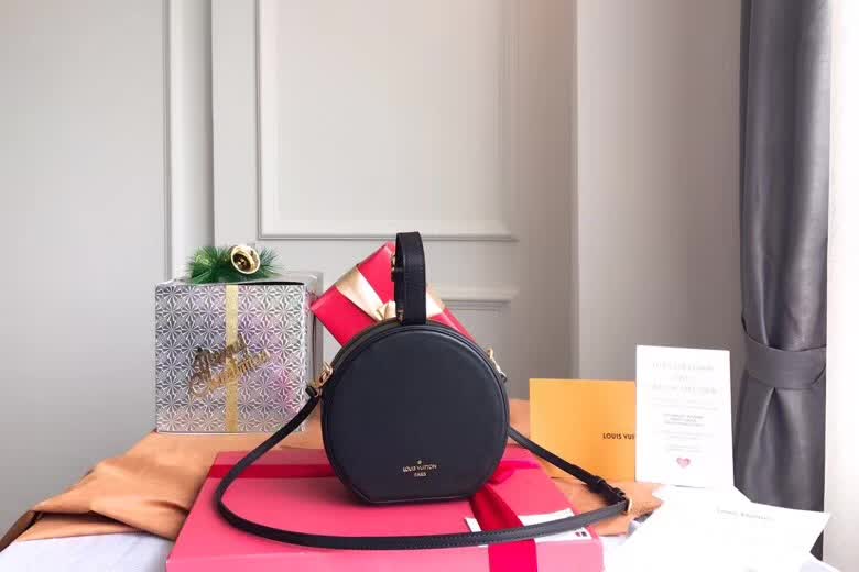 [Top Original with Full Packaging] ETITE BOITE CHAEAU Mini Hatbox Handbag - Cute Crossbody Bag, Dual Styles (Monogram Canvas & Leather Trim), 17.5cm Phone-Friendly Design