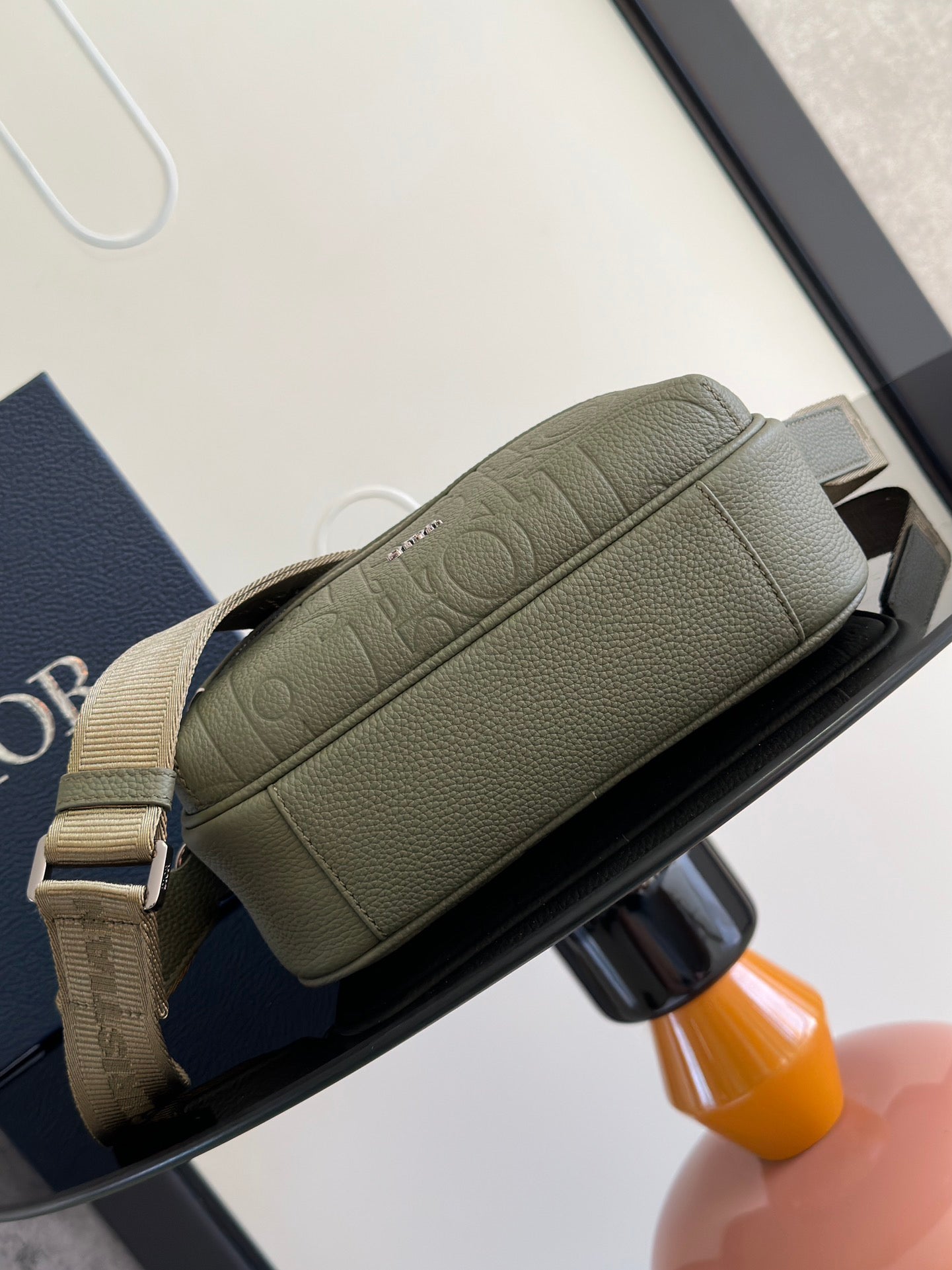 Dior Rider 2.0 Khaki Gravity Embossed Messenger Bag | 2024 Fall Men's Collection | Adjustable Strap | Multi-Pocket Crossbody