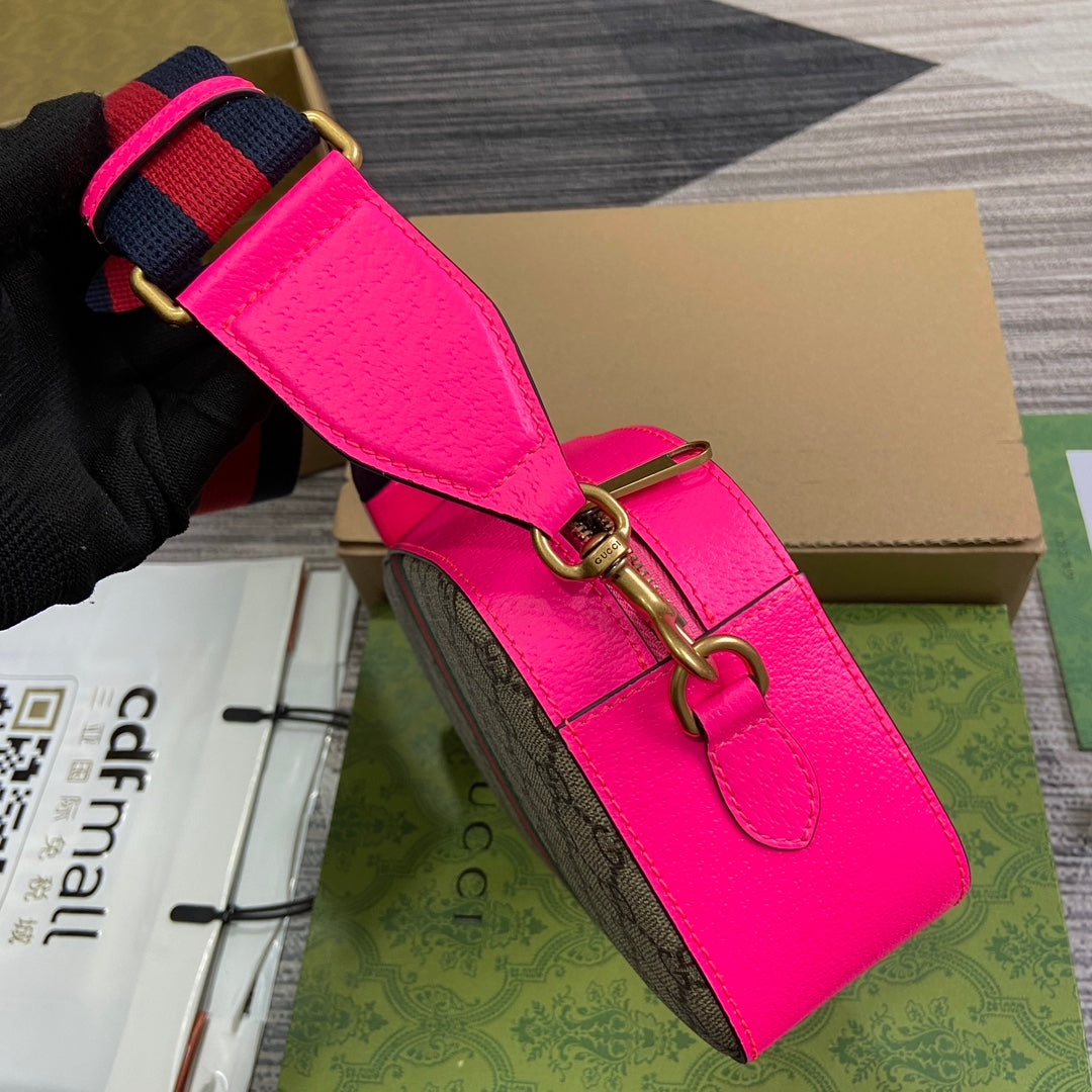 [In Stock] Luxury Designer Fluorescent Magenta Handbag - Original Craftsmanship, Real Photos, 23.9×15.2×6.9cm