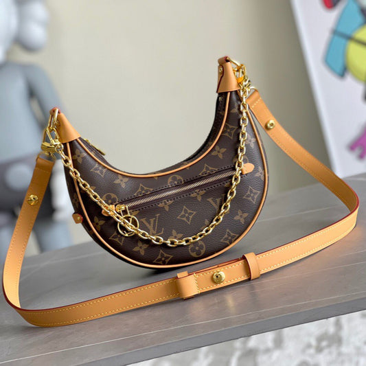 [Premium Original Leather] LV 2022 Early Spring Moon Bag 🌙 Top-Quality Replica with Full Packaging | 24cm Vintage Design, Comparable to Classic Pea Bag
