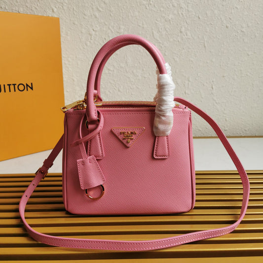 Designer-Inspired Mini Galleria Bag 20x15x9.5cm - Saffiano Leather w/ Detachable Strap & Brushed Gold Hardware