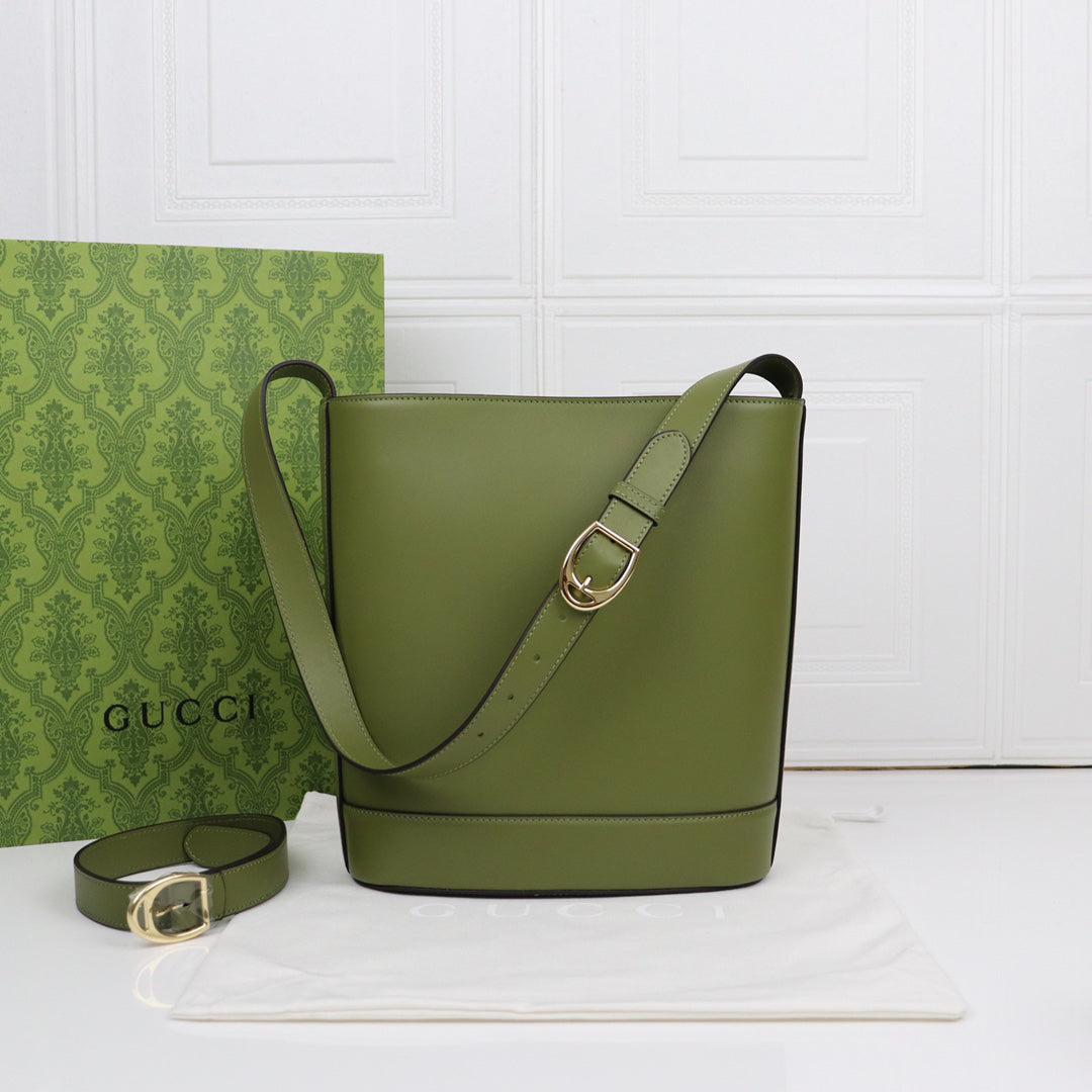 Gucci 73 Horsebit Bucket Bag SS2025 | Green Oversized Tote with 3-Way Carry | 26x27.5x11.5cm