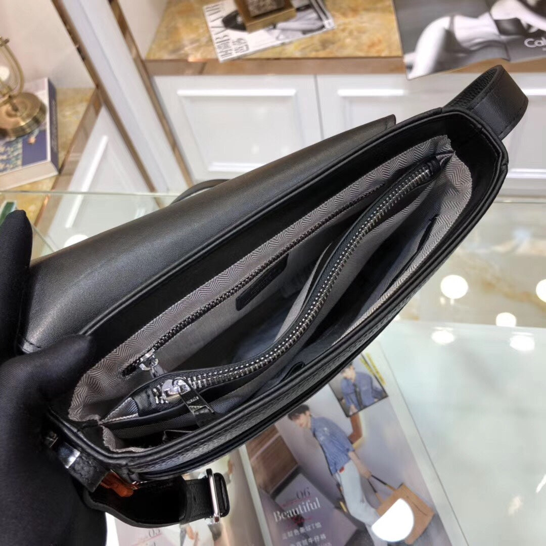 Hermès Newest Men’s Crossbody Bag | Premium Soft Calfskin | Black/Blue/Yellow | 25x27x6cm | Luxury Shoulder Bag