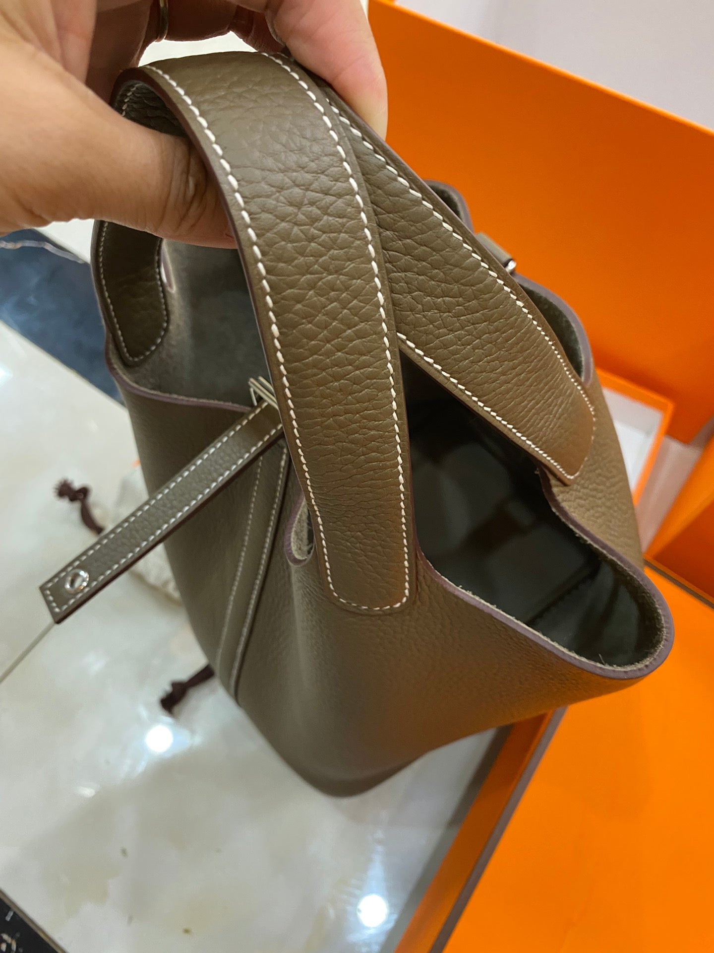 Hermès Picotin 18cm Etoupe Silver Hardware | Top-Grade Handcrafted Calfskin | Luxury Everyday Tote Bag