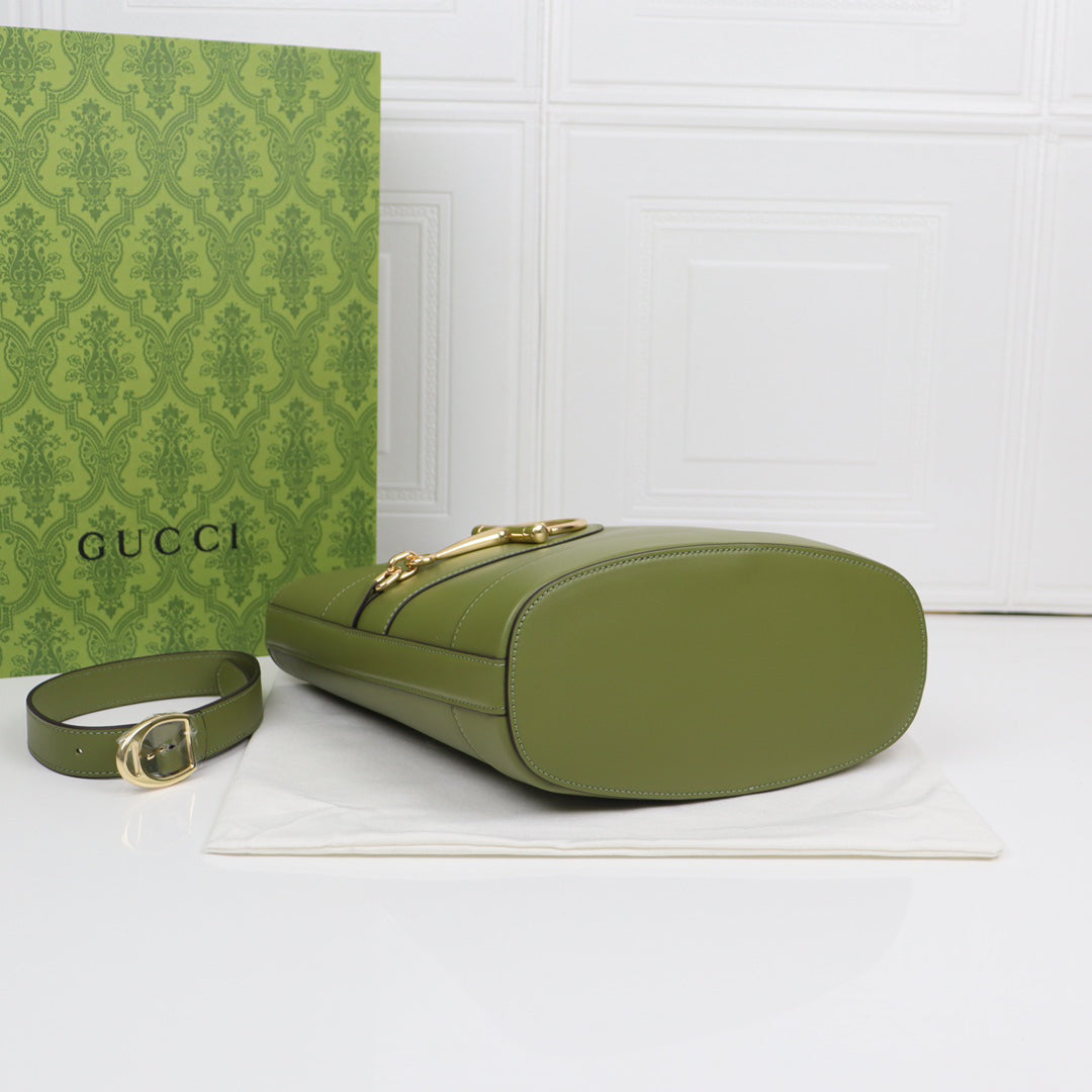 Gucci 73 Horsebit Bucket Bag SS2025 | Green Oversized Tote with 3-Way Carry | 26x27.5x11.5cm