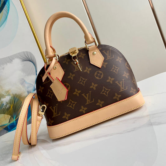 【Ultimate Original Leather】LV Alma BB Monogram Shell Bag 25×19×12cm Top-Quality Replica with Full Packaging | Real Photos