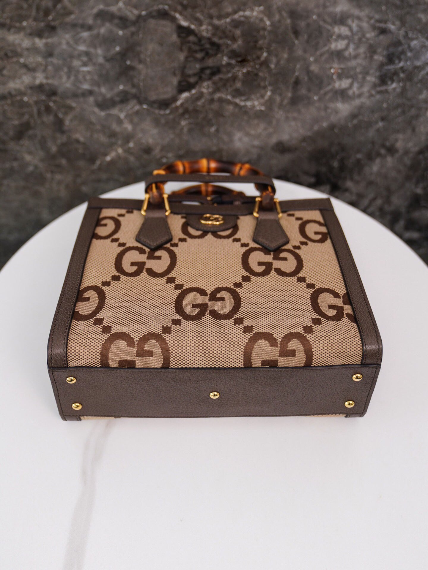 Gucci Diana Bamboo Small Tote Bag - GG Supreme Canvas with Leather Trim, Complete Green Packaging