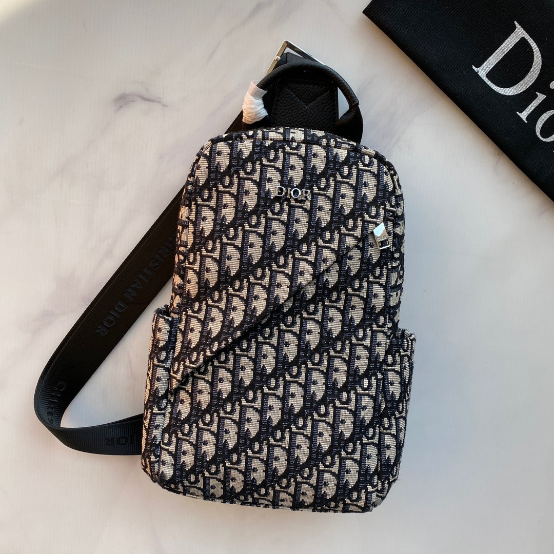 DIOR Men's Chest Bag Crossbody - Model 2062 (29×17×6.5cm) | Genuine Leather & Imported Fabric | Original Hardware