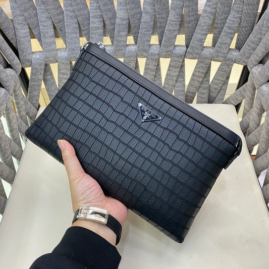 💰 Luxury Genuine Leather Clutch Bag - Premium Lining & Craftsmanship | 29cm Designer Envelope Bag | Black Gift Box