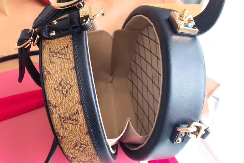 [Top Original with Full Packaging] ETITE BOITE CHAEAU Mini Hatbox Handbag - Cute Crossbody Bag, Dual Styles (Monogram Canvas & Leather Trim), 17.5cm Phone-Friendly Design