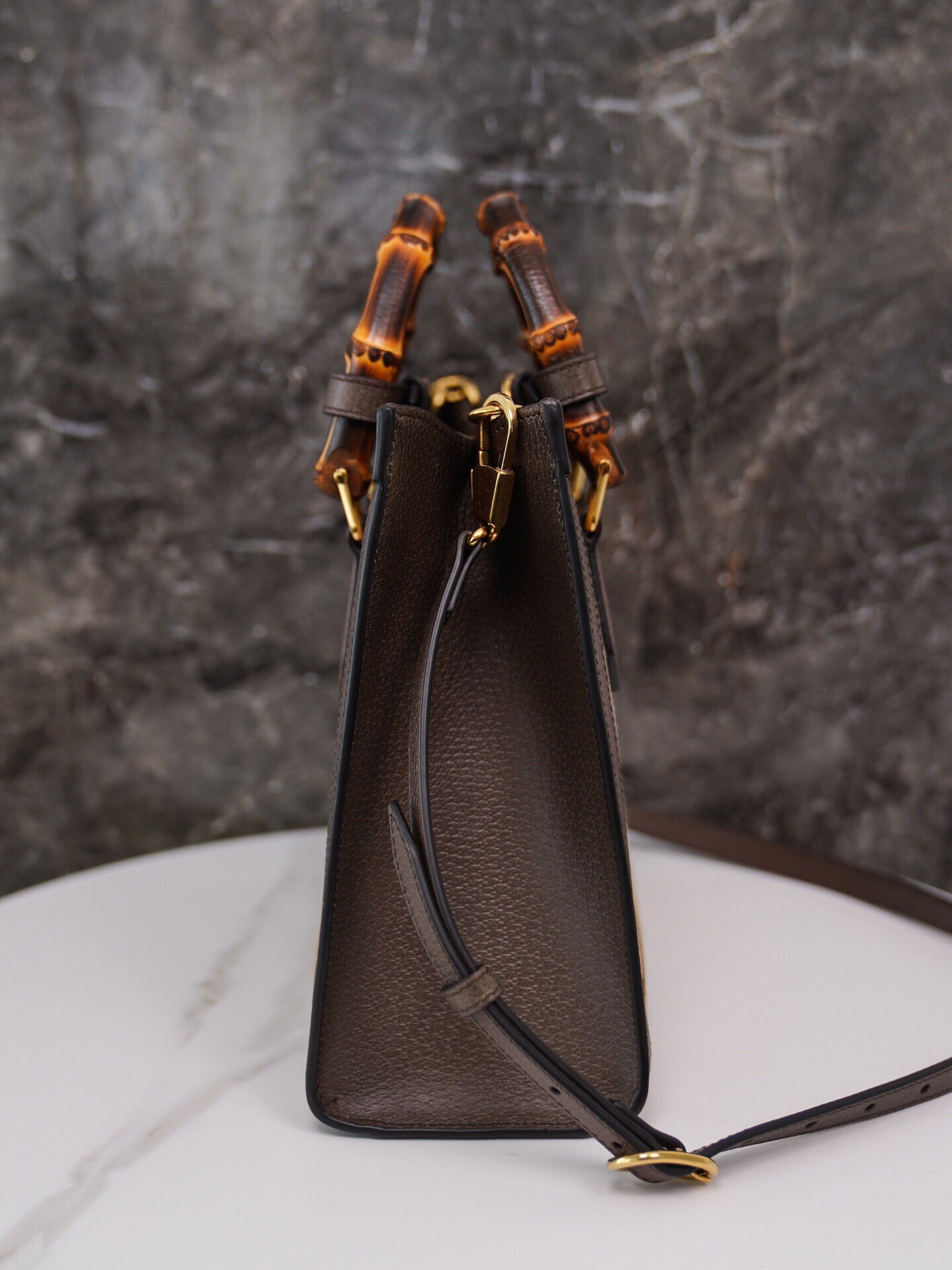 Gucci Diana Bamboo Small Tote Bag - GG Supreme Canvas with Leather Trim, Complete Green Packaging