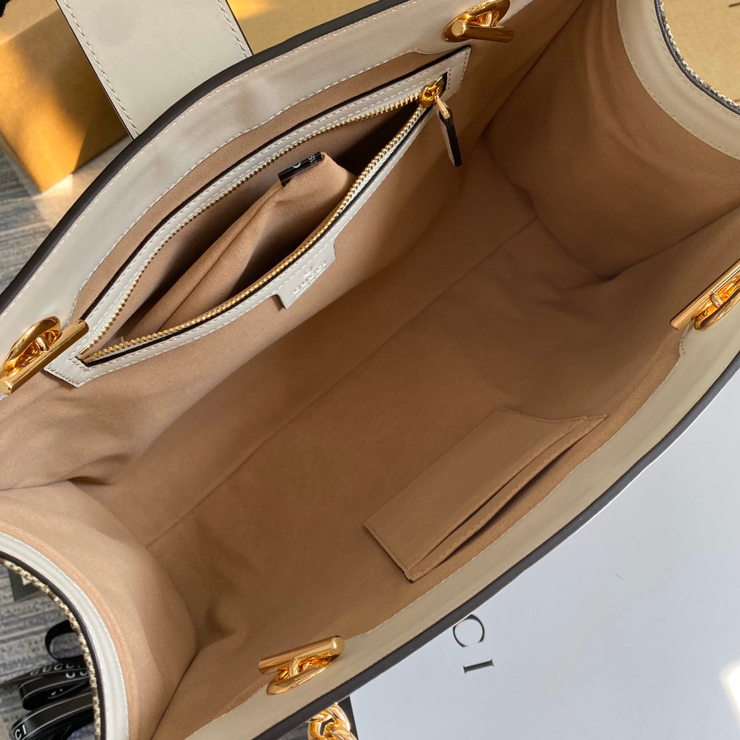 GUCCI Lock Buckle Backpack 35x23x14cm | Original Leather, Dual Straps, Spacious Design with Full Packaging