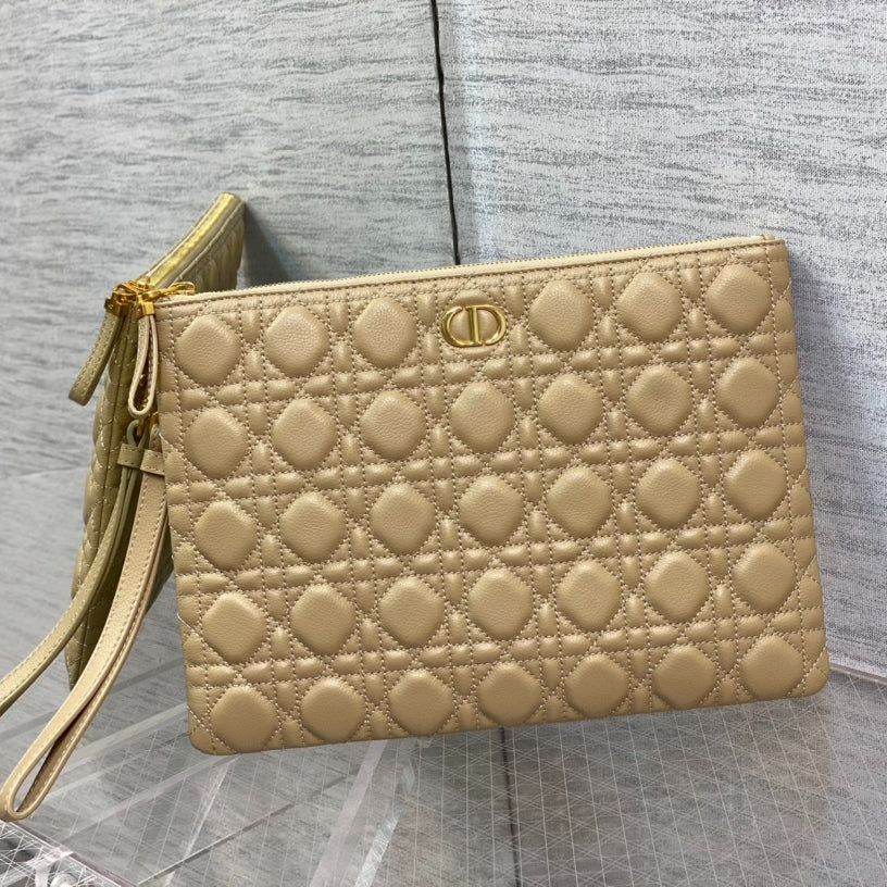 Dior Caro Daily Beige Handbag in Stock｜Detachable Wrist Strap｜30×21.5cm Vintage Style Tote Bag for Daily Use