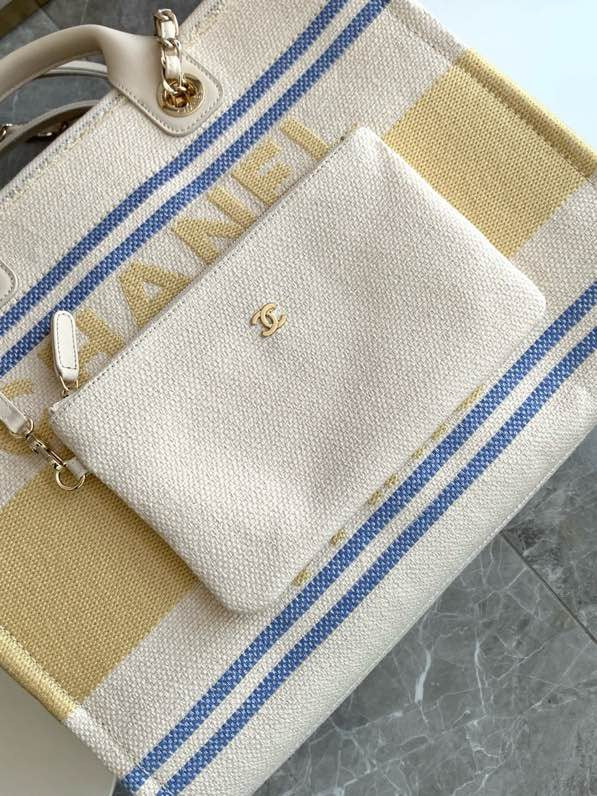 Chanel 25C Early Spring Limited Edition 🌹 Beach Tote 🏖️ | Large Lemon Yellow 🍋 | Surf-Inspired Design + Spacious | Ultimate Vacation Luxury