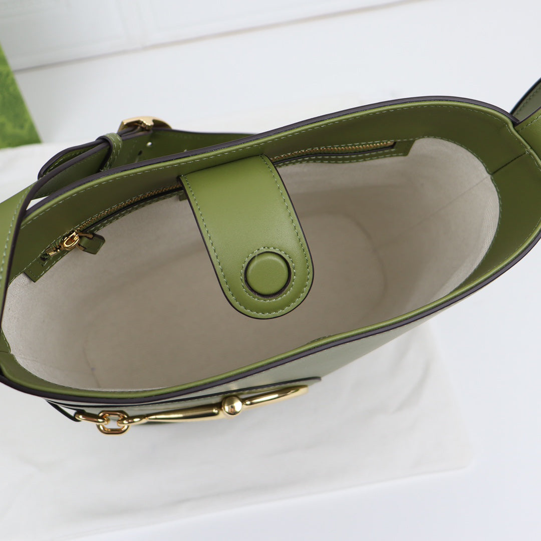 Gucci 73 Horsebit Bucket Bag SS2025 | Green Oversized Tote with 3-Way Carry | 26x27.5x11.5cm